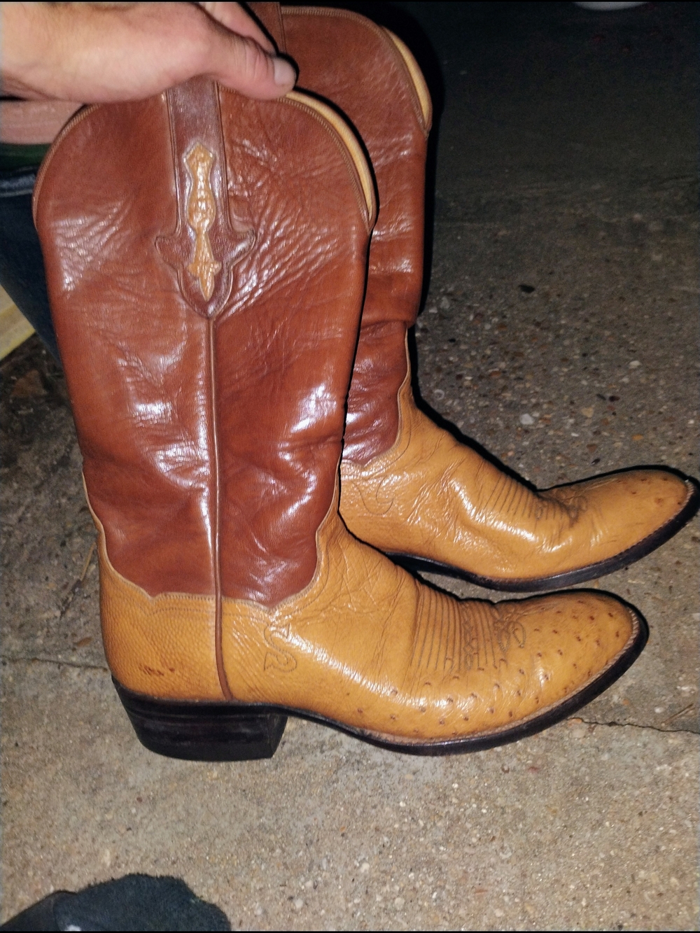Men's Two-Tone Western Cowboy Boots - Tan & Brown
